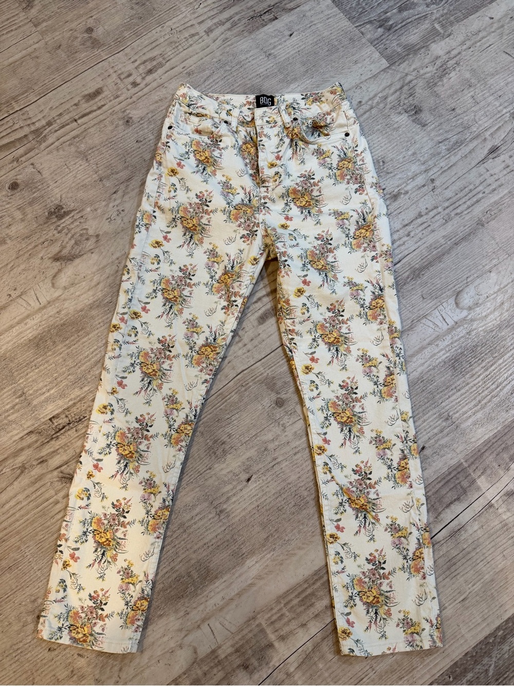 Urban Outfitters Stretchy Skinny Jeans with Yellow & Pink Floral Print 27